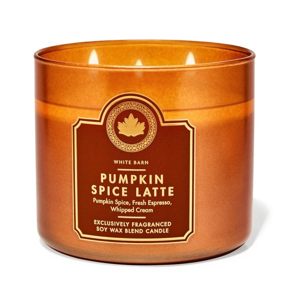 Bath & Body Works White Barn Pumpkin Spice Latte 3-Wick Candle 14.5 oz - Picture 1 of 1